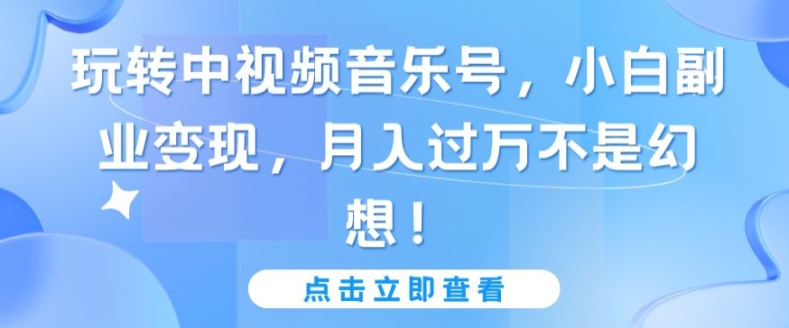 玩转中视频音乐号，小白副业变现，月入过万不是幻想【揭秘】-观智斋电商课程站